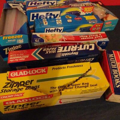 LOT 617. PLASTIC BAGS, TOOTH BRUSHES, MATCHES