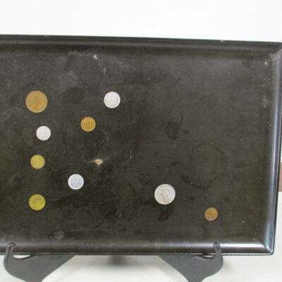 Couroc Tray Inlaid With Coins