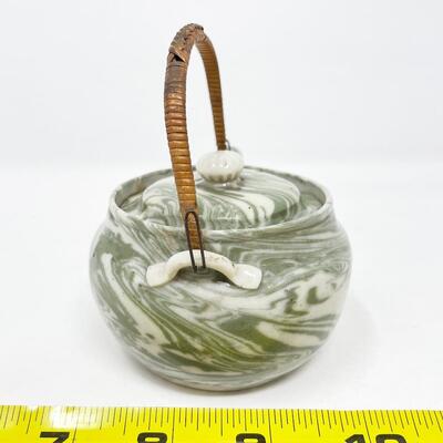 MINI GREEN SWIRL JAPANESE-STYLE TEAPOT/CREAMER