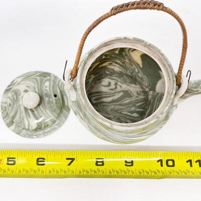 MINI GREEN SWIRL JAPANESE-STYLE TEAPOT/CREAMER