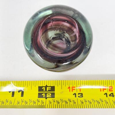 2â€ GLASS PURPLE SWIRL PAPERWEIGHT