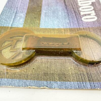 1989 MARLBORO â€œRAFTER Mâ€ BRASS & LEATHER KEYCHAIN - UNOPENED