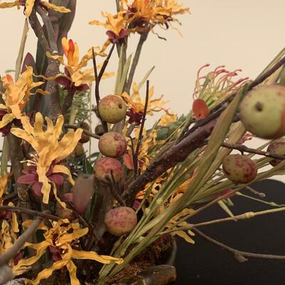 Metal Plant Stand w/ Faux Floral Arrangement in Metal Planter (DR-HS)