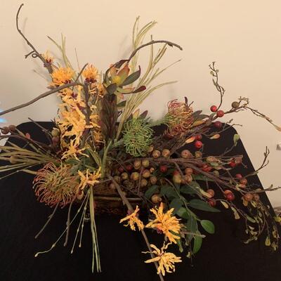 Metal Plant Stand w/ Faux Floral Arrangement in Metal Planter (DR-HS)