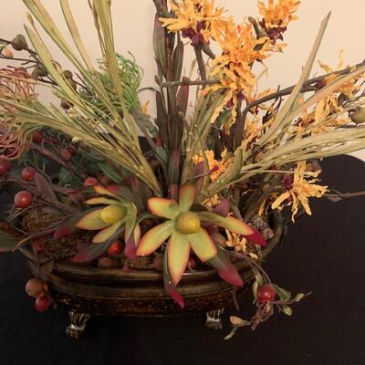 Metal Plant Stand w/ Faux Floral Arrangement in Metal Planter (DR-HS)