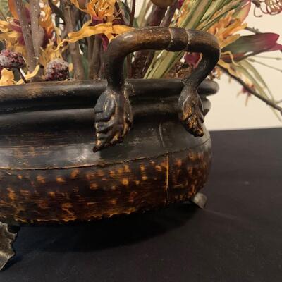 Metal Plant Stand w/ Faux Floral Arrangement in Metal Planter (DR-HS)