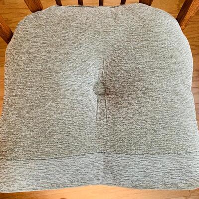 Two Wooden Windsor Dining Chairs w/ Sage Green Cushions (DR-HS)