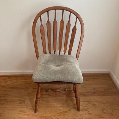 Two Wooden Windsor Dining Chairs w/ Sage Green Cushions (DR-HS)