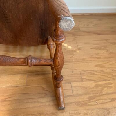 Two Wooden Windsor Dining Chairs w/ Sage Green Cushions (DR-HS)