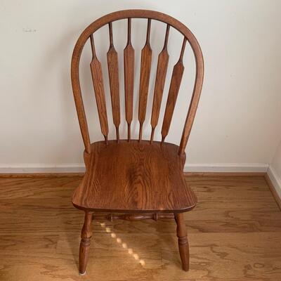 Two Wooden Windsor Dining Chairs w/ Sage Green Cushions (DR-HS)