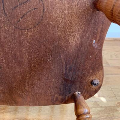 Two Wooden Windsor Dining Chairs w/ Sage Green Cushions (DR-HS)