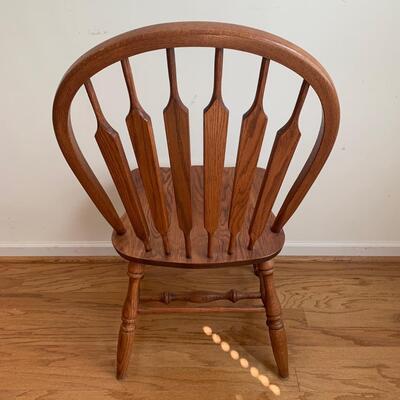 Two Wooden Windsor Dining Chairs w/ Sage Green Cushions (DR-HS)