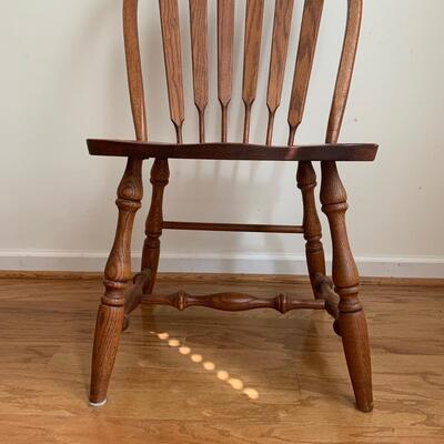 Two Wooden Windsor Dining Chairs w/ Sage Green Cushions (DR-HS)