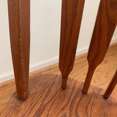 Two Wooden Windsor Dining Chairs w/ Sage Green Cushions (DR-HS)