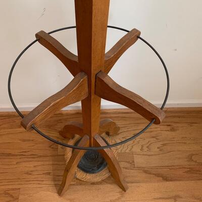 H. T. Cushman Coat Rack w/ Umbrella Stand & Woven Floor Mat (DR-HS)