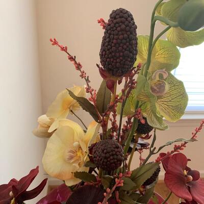 Faux Orchid Arrangement w/ Ornate Metal Stand (DR-HS)