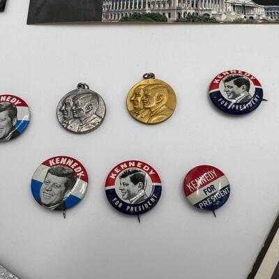 Lot of Vintage 1960s JFK Collectibles Ephemera Buttons and Coin Banks