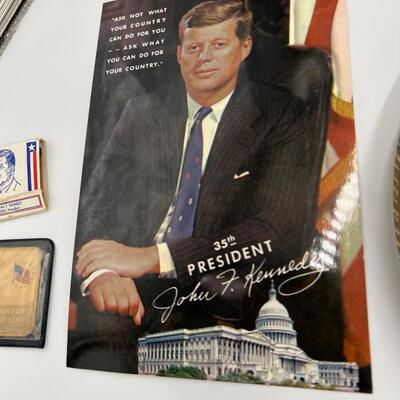 Lot of Vintage 1960s JFK Collectibles Ephemera Buttons and Coin Banks