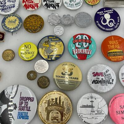Lot of Vintage Seattle Washington Antique Early 1900s Buttons Collectibles and Worlds Fair Memorabilia