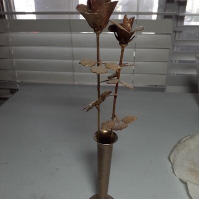 Vintage Ted Arnold brass and metal roses sculputre