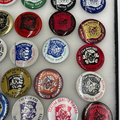 Large Lot of Vintage Seattle Seafair Pirates Buttons
