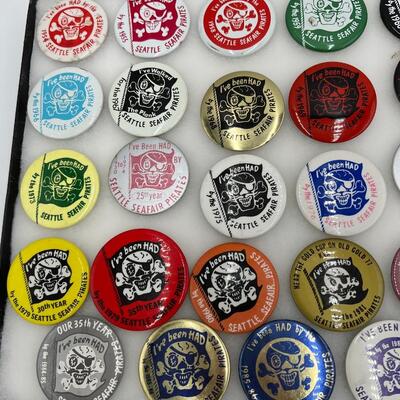 Large Lot of Vintage Seattle Seafair Pirates Buttons