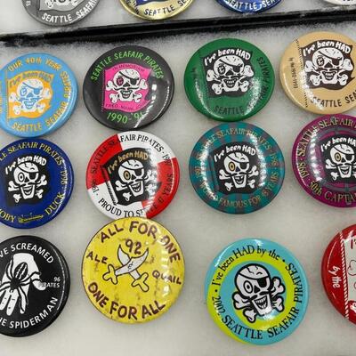 Large Lot of Vintage Seattle Seafair Pirates Buttons