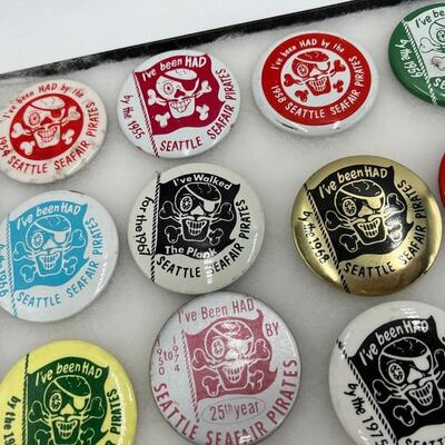 Large Lot of Vintage Seattle Seafair Pirates Buttons