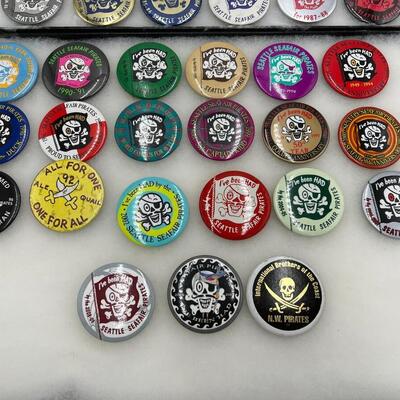Large Lot of Vintage Seattle Seafair Pirates Buttons