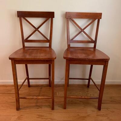 Pair of X-Back Malaysian Made Counter Stools (K-HS)