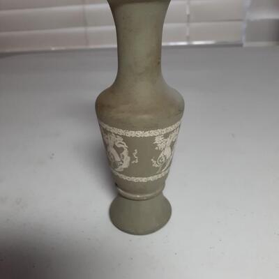 6in tall vintage grey green vase