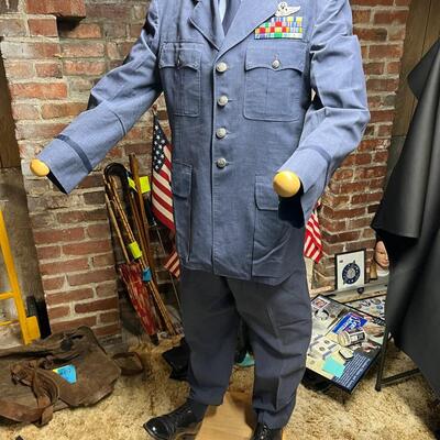 Authentic United States Air Force USAF Military Uniform Shirt Jacket Pants Buttons and Pins