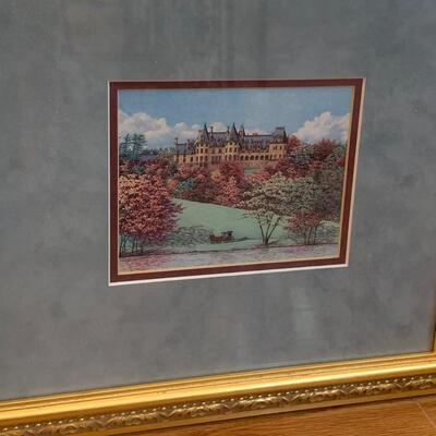 Queen Anne Style Splat Back Chair w/ Framed Biltmore Print & Natural Decor (LR-HS)