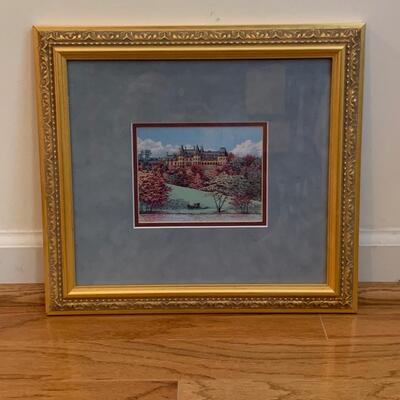 Queen Anne Style Splat Back Chair w/ Framed Biltmore Print & Natural Decor (LR-HS)