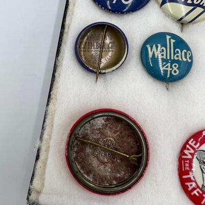 Lot of 8 Henry Taylor Wallace Taft Hartley 1948 For President Buttons