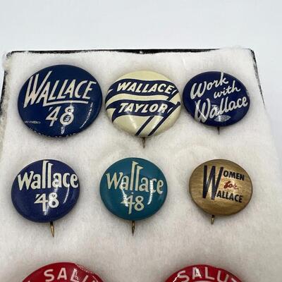 Lot of 8 Henry Taylor Wallace Taft Hartley 1948 For President Buttons