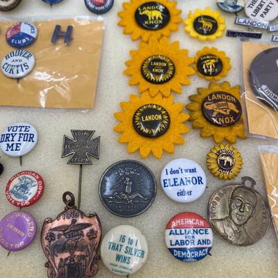Lot of Antique Political Buttons and Pins