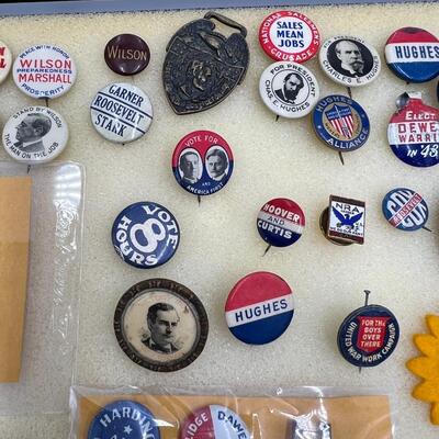 Lot of Antique Political Buttons and Pins