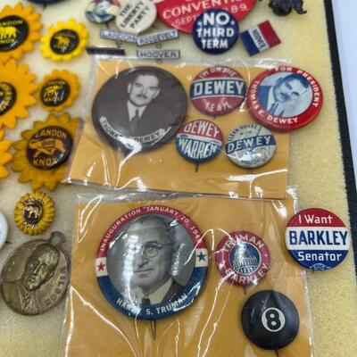 Lot of Antique Political Buttons and Pins