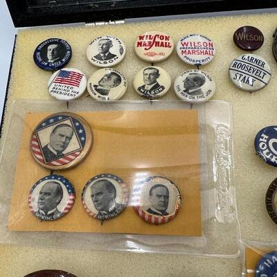 Lot of Antique Political Buttons and Pins