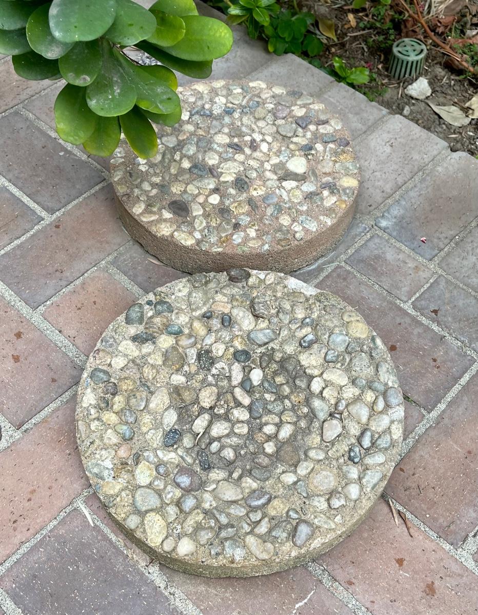 Pair of Round Pebbled Stepping Stones