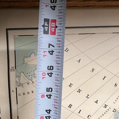 1898 Antique Rand McNally & Co Map of Europe in Original Wood Pull-Down Case