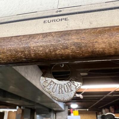 1898 Antique Rand McNally & Co Map of Europe in Original Wood Pull-Down Case