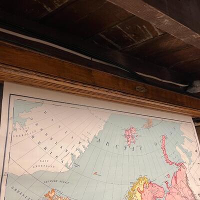 1898 Antique Rand McNally & Co Map of Europe in Original Wood Pull-Down Case