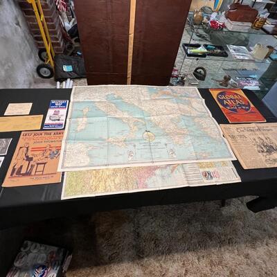 Lot of 6 Antique World War Ephemera and Maps