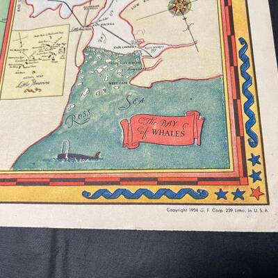 Rare 1934 Authorized Map of the Second Byrd Antarctic Expedition to the South Pole
