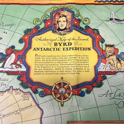 Rare 1934 Authorized Map of the Second Byrd Antarctic Expedition to the South Pole