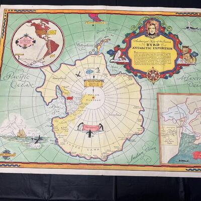 Rare 1934 Authorized Map of the Second Byrd Antarctic Expedition to the South Pole