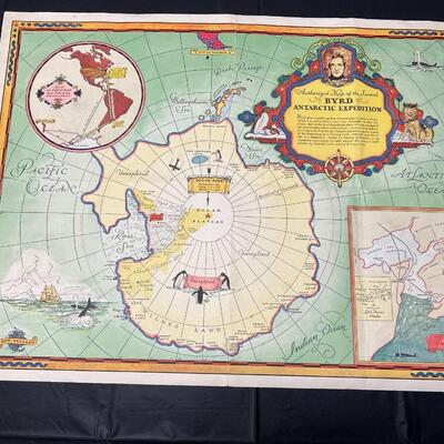 Rare 1934 Authorized Map of the Second Byrd Antarctic Expedition to the South Pole