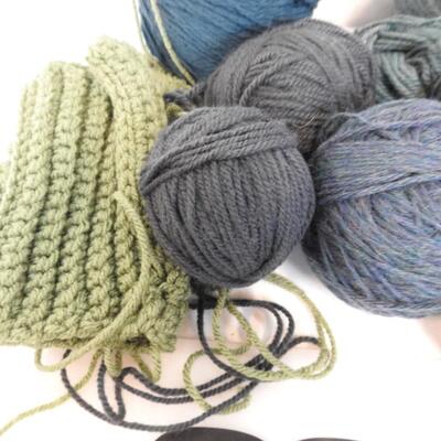 Yarn: Various Shades of Green/Blue, Unfinished Projects